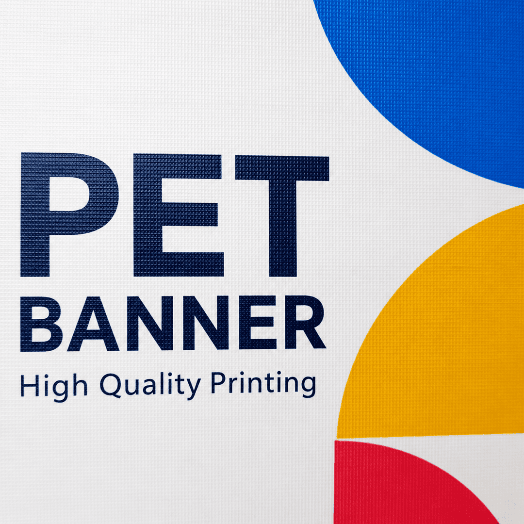 피노 일반 PET 배너 화이트 원단 클로즈업, 무광 코팅 표면 질감