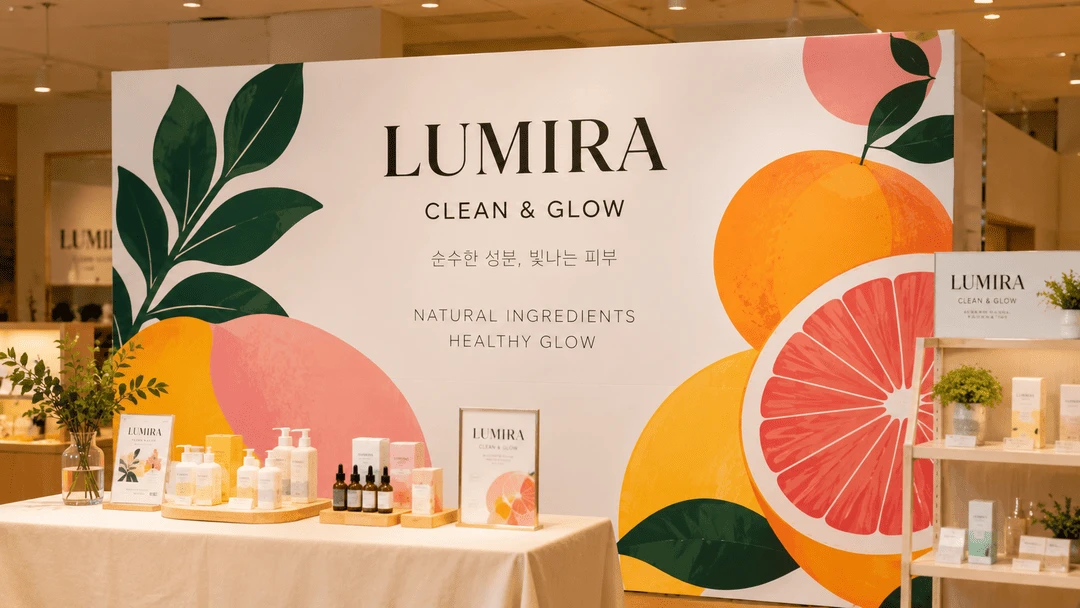팝업스토어 행사 부스에 설치된 UV직접인쇄 포맥스 백드롭 패널
